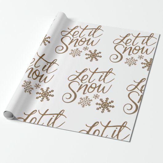Fun Gold Sparkly Laat het sneeuwen Cadeaupapier (Uitgerold)
