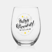 Fun Gold Stars Retirement New Adventures Wijnglas Zonder Voet (Voorkant)