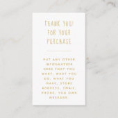 Fun Gold text insert Kaart for customer orders. (Voorkant)