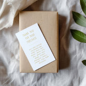 Fun Gold text insert Kaart for customer orders.