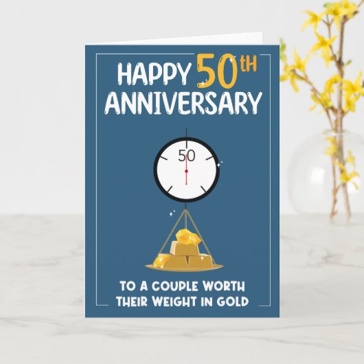 Fun Golden Jubileum 50 jaar Kaart (Gele Bloem)