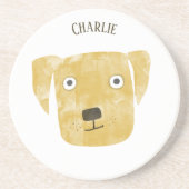 Fun Golden Labrador Retriever Dog Aangepaste naam Zandsteen Onderzetter (Voorkant)