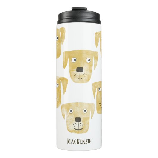 Fun Golden Labrador Retriever Dog Art gepersonalis Thermosbeker (Voorkant)