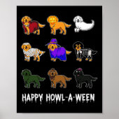 Fun Golden Retriever Dog Halloween Happy Howl-o-we Poster (Voorkant)