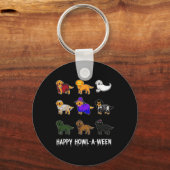 Fun Golden Retriever Dog Halloween Happy Howl-o-we Sleutelhanger (Voorkant)