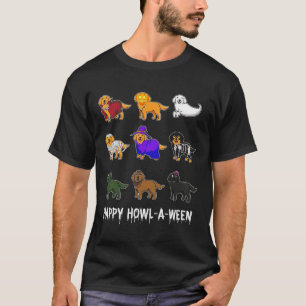 Fun Golden Retriever Dog Halloween Happy Howl-o-we T-shirt