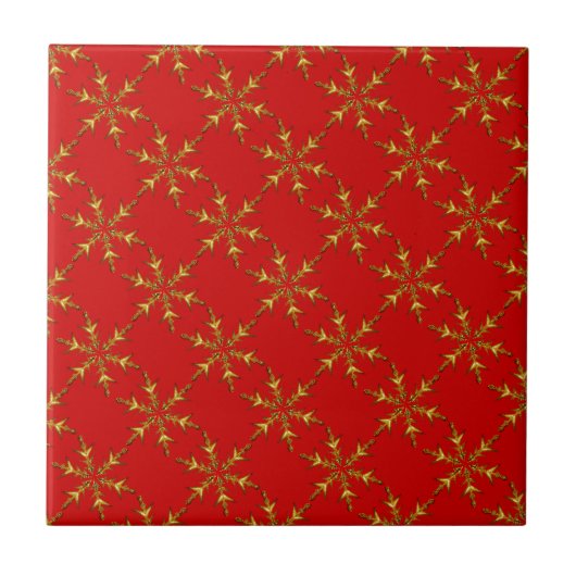 Fun Golden Snowflake Pattern Tegeltje (Voorkant)