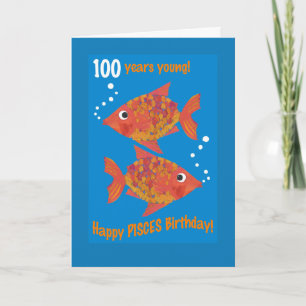 Fun Goldfishes Pisces 100th Birthday Kaart