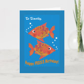 Fun Goldfishes Pisces Custom Birthday Kaart (Voorkant)