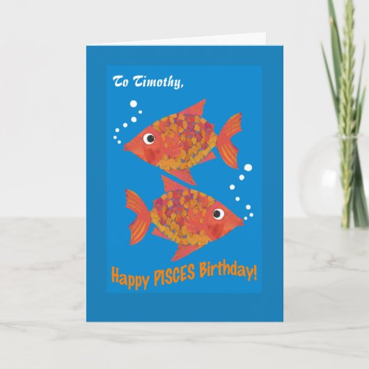 Fun Goldfishes Pisces Custom Birthday Kaart (Voorkant)