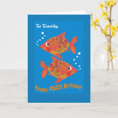 Fun Goldfishes Pisces Custom Birthday Kaart (Gele Bloem)