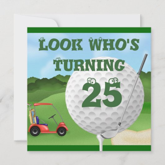 Fun Golf 25th Birthday Invitations Kaart (Voorkant)