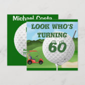Fun Golf 60th Birthday Invitations SJABLOON Kaart (Voorkant / Achterkant)