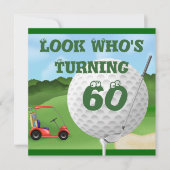 Fun Golf 60th Birthday Invitations SJABLOON Kaart (Voorkant)