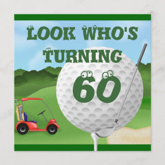 Fun Golf 60th Birthday Invitations SJABLOON Kaart