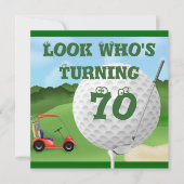 Fun Golf 70th Birthday Invitations SJABLOON Kaart (Voorkant)