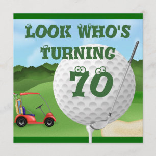 Fun Golf 70th Birthday Invitations SJABLOON Kaart