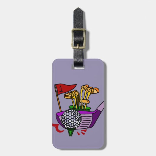 Fun Golf Ball and Clubs Golfing Art Bagagelabel (Voorkant verticaal)