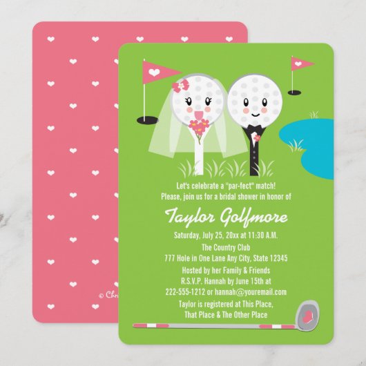 Fun Golf Ball en T-shirt Bride Groom Vrijgezellenf Kaart (Voorkant / Achterkant)