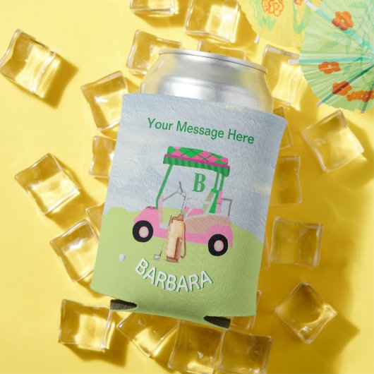 Fun Golf Cart Message Monogram Name Blikjeskoeler (Insitu Zomer)