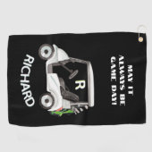 Fun Golf Cart Message Monogram Name Golfhanddoek (Horizontaal)