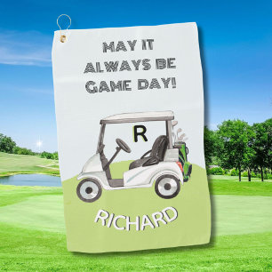 Fun Golf Cart Message Monogram Name Golfhanddoek