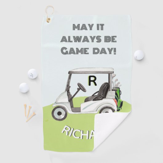 Fun Golf Cart Message Monogram Name Golfhanddoek (Insitu)