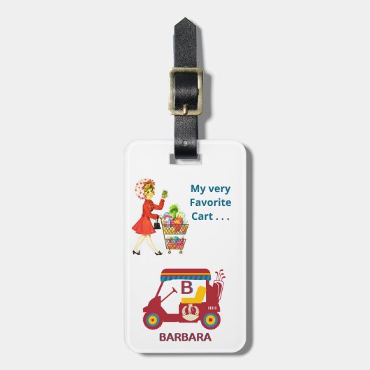 Fun Golf Cart Monogram Name Bag Bagagelabel (Voorkant verticaal)