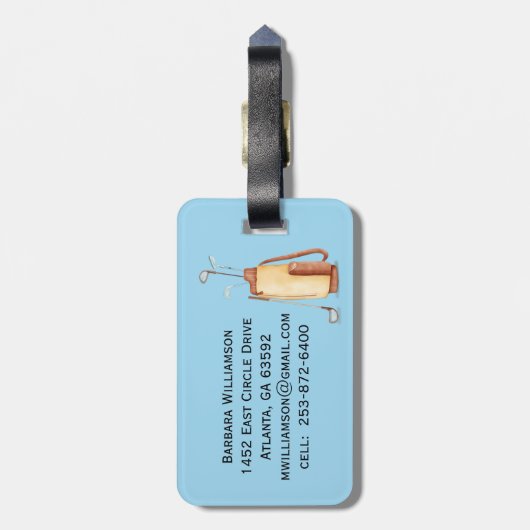 Fun Golf Cart Monogram Name Bag Bagagelabel (Achterkant verticaal)