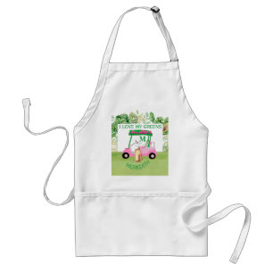 Fun Golf Cart Monogram Name Love Greens Standaard Schort