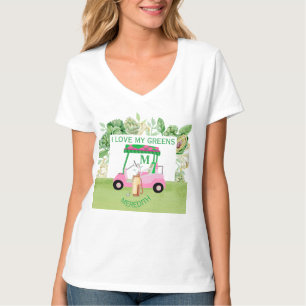 Fun Golf Cart Monogram Name Love Greens T-Shirt