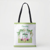 Fun Golf Cart Monogram Name Love Greens Tote Bag (Voorkant)
