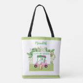 Fun Golf Cart Monogram Name Love Greens Tote Bag (Achterkant)