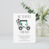 Fun Golf Cart Moving Announcement Card Aankondigingskaart (Staand voorkant)