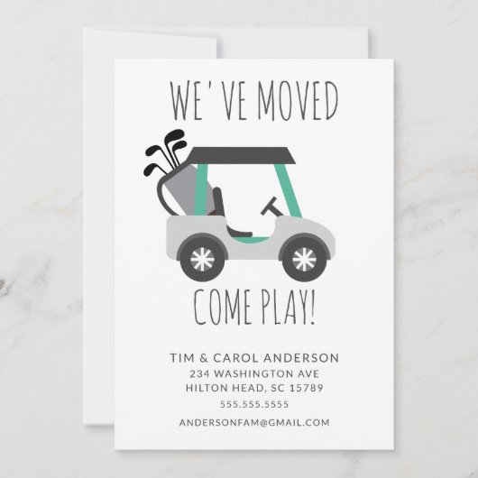 Fun Golf Cart Moving Announcement Card Kaart (Voorkant)