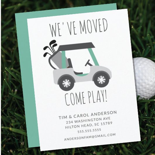 Fun Golf Cart Moving Announcement Card Kaart