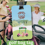 Fun Golf Cart Schilderachtig League Club Logo Bag Bagagelabel<br><div class="desc">Driehonderd van deze golftas of bagagelabels zijn met een Ladies Nine Hole League met de logo van hun club. Deze versie, nu met een generieke logo, is opgezet als een tas label zonder een achteradres, die gemakkelijk kan worden omgezet op verzoek. OPMERKING: stel voor dat als u meerdere exemplaren bestelt,...</div>