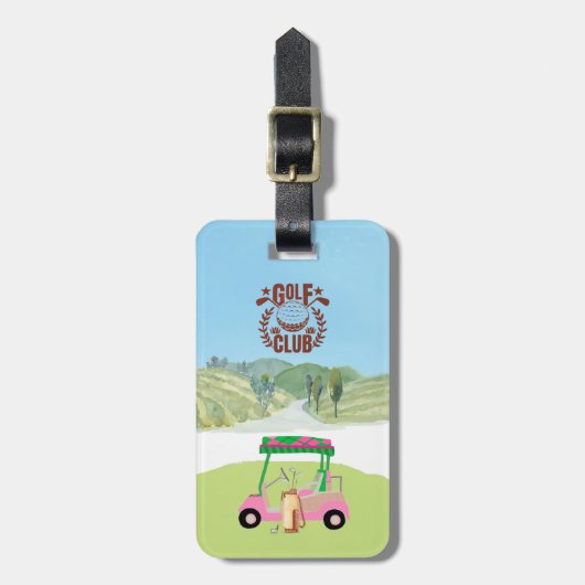 Fun Golf Cart Schilderachtig League Club Logo Bagagelabel (Voorkant verticaal)