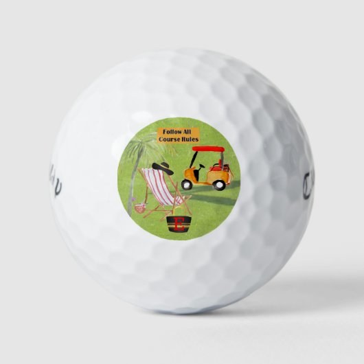 Fun Golf Course Rules Cart Beach Golfballen (Voorkant)