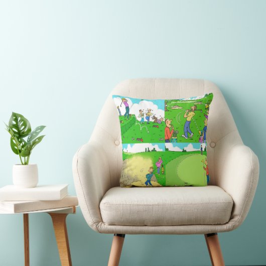 Fun Golf Cushion. Golfers Golfende illustraties. Kussen (Stoel)