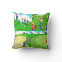 Fun Golf Cushion. Golfers Golfende illustraties.