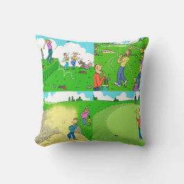 Fun Golf Cushion. Golfers Golfende illustraties. Kussen