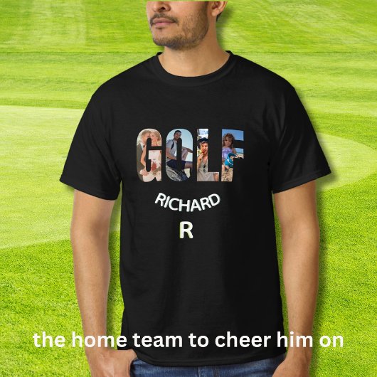 Fun Golf Foto Monogram Naam T-shirt