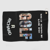 Fun Golf Fotobericht Monogram Naam Golfhanddoek (Horizontaal)