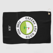 Fun Golf Greens Fore Golfer Funny Humor Custom Golfhanddoek (Horizontaal)