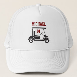 Fun Golf Guy Cart Monogram Name Trucker Pet
