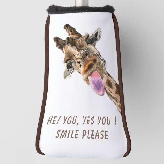 Fun Golf Hoofdhoes Speelse Giraf Glimlach Tekst Golfheadcover (Draai 90)