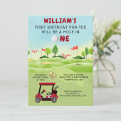 Fun Golf Red Cart Boy 1e Verjaardag Par-T-shirt In Kaart (Staand voorkant)