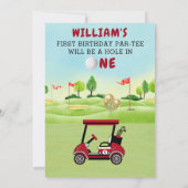 Fun Golf Red Cart Boy 1e Verjaardag Par-T-shirt In Kaart (Achterkant)