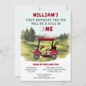 Fun Golf Red Cart Boy 1e Verjaardag Par-T-shirt Kaart (Voorkant)
